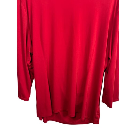 Sandra Darren Plus Size 24W Red Faux Wrap Blouse Womens 3/4 Sleeve Stretch Top - Picture 11 of 12
